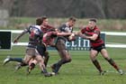 Tynedale's Sep Visser attempts to break throught the Old Albanians defence. Photo: David T. Hewitson/Sports for All Pics